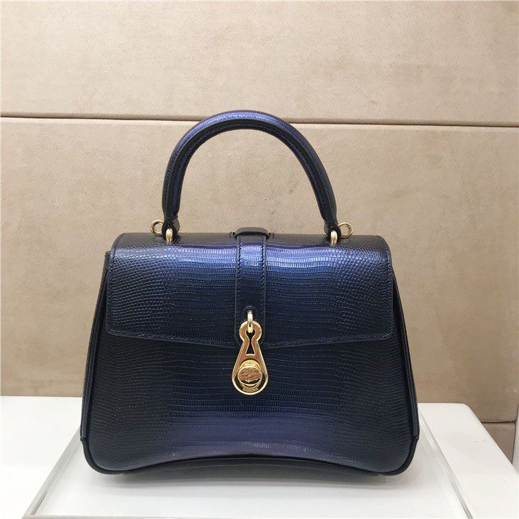 Dissona di Sanna 2020 Fall new women's bag dark blue sheepskin handbag 8203016203-Taobao
