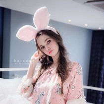 Cute Super Cute Pink Tender Girls Lady Head Accessories Rabbit Ear Hair Stirrup Wash Face Wash Face Mask Bunch Hair Liu Hai Card Issuer