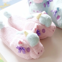 Autumn Winter Season Cute Cute Unicorn Home Floor Tug Cartoon Girls Non-slip Thick Bottom Comfort Warm Cotton Slippers