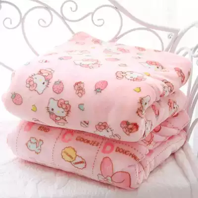 Autumn and winter cute cartoon flannel air conditioning blanket pillowcase sheet cover blanket blanket coral velvet blanket