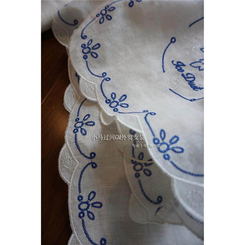 Authentic French Style! Limited Stock, Cherish the Opportunity to Get It~ French-Style Heavy Embroidery Floral Linen Shirt Set for Women