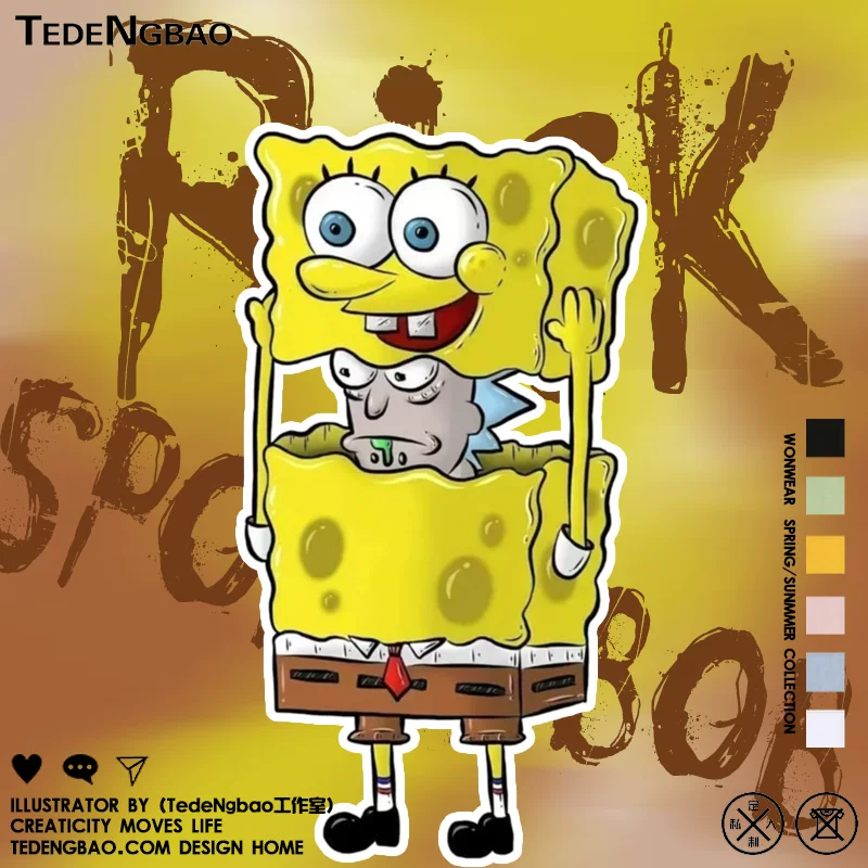 Детская/детский sponge T-shirt для мужчин и женщин, с коротким рукавом