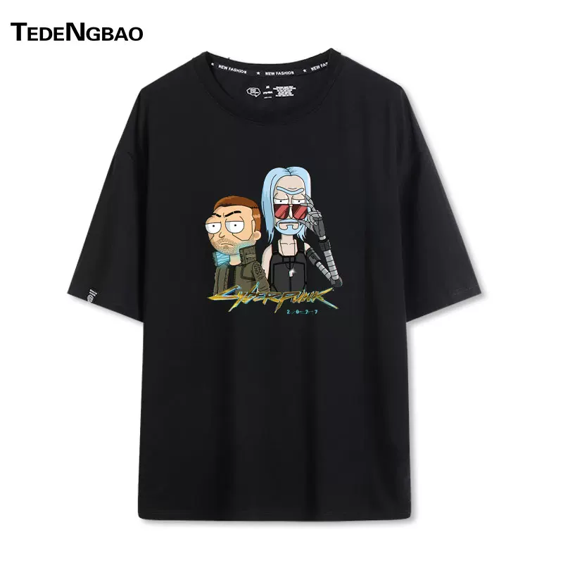 Sibubu 2077 игровая периферия охранники Рик и Моди объединённая короткий рукав футболки летний мужской полурасправленный рукав