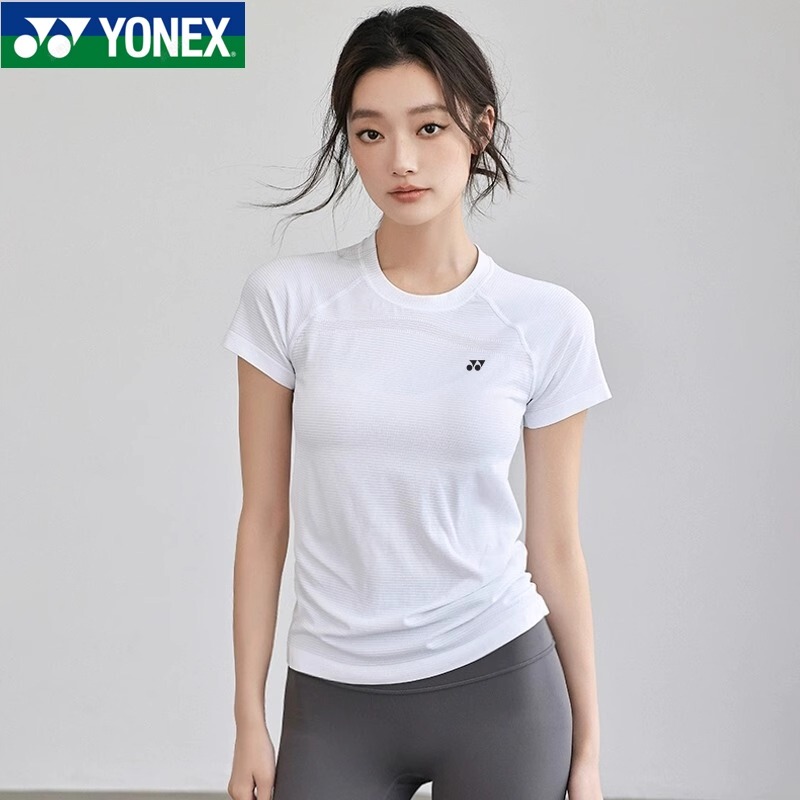 Yonex Badminton Clothing Women's Short-Sleeved T-Shirt White Quick-Drying Yy Breathable Sports Running Training Yoga Top