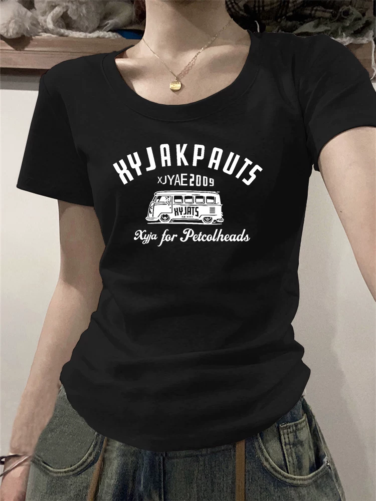 Летняя укороченная sexy футболка США с коротким рукавом, slim fit, облегающая