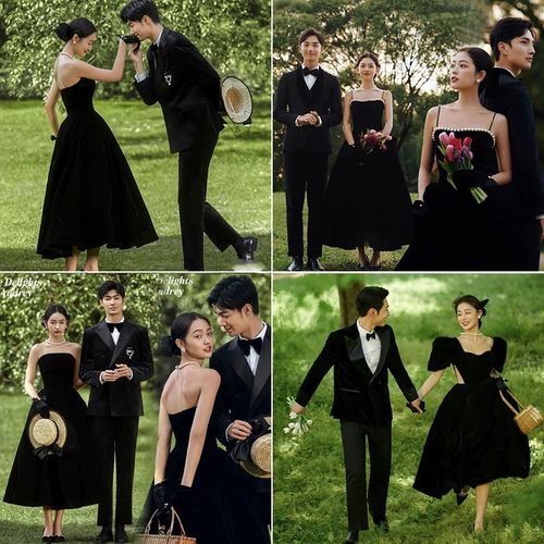 Ретро бархатное свадебное платье для влюбленных, реквизит для фотографии, французский ретро стиль