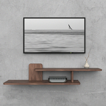 Black walnut wall-mounted TV cabinet Simple inn wall-mounted TV set-top box rack Hotel simple pylons