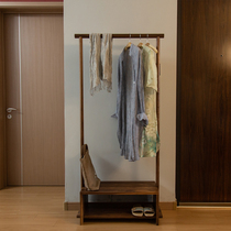  Original solid wood hanger Black walnut floor hanger Bedroom simple coat rack Household clothes rack mobile