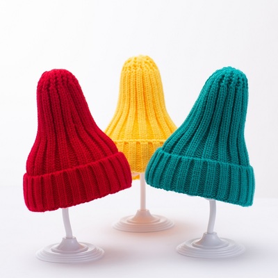 秋冬韩版亲子糖果色宝宝毛线帽