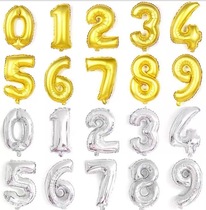 32 Inch Gold Silver Color Large Digital Aluminum Film Balloon Baby Children 1-9 Birthday Birthday Party Supplies Decoration Arrangement