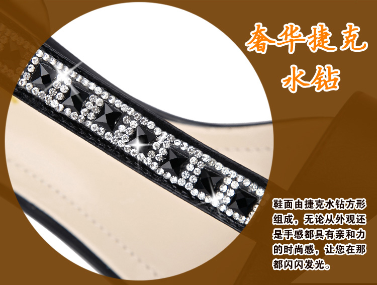 Dép nữ 2018 mùa hè phong cách mới với giày cao gót đế dày với giày da nữ cao gót rhinestone xăng đan nữ