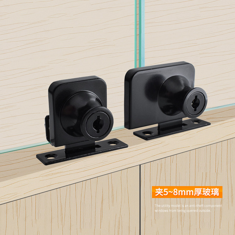 Glass cabinet lock Shopping mall display cabinet door lock Single and double door frameless lock Mobile phone counter lock Free opening cabinet lock Tempered