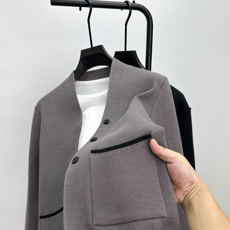 Men's Sweater Cardigan Knitwear Jacket 2023 Spring and Autumn Trendy Brand Men's V-Neck Pocket Outerwear Shawl Top