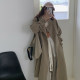 Soloki Korean style thin and all-match loose khaki mid-length over-the-knee stand-up collar loose windbreaker jacket for women