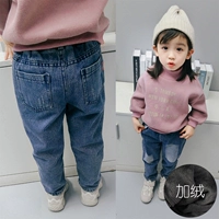 Cô gái cộng với quần jeans nhung cotton trẻ em mùa đông 2-8 tuổi 4 em bé 5 quần legging dày 3 trẻ em 7 gas ngoại 6 váy trẻ em đẹp