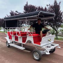 European three-row carriage manufacturers multi-row grassland pull horse-drawn car scenic reception hotel pick-up electric props
