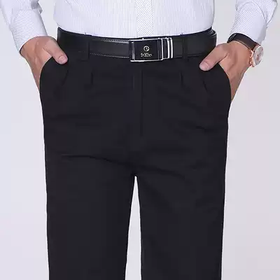 Autumn and winter models for middle-aged and elderly men's trousers high waist double pleated cotton plus fat to increase loose dad casual pants