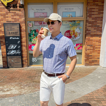 Middle-aged mens short-sleeved shirt mens middle-aged and elderly thin loose casual plaid shirt dad summer coat