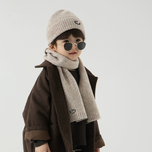 Детский шарф, осенний демисезонный комплект для мальчиков, шерстяная детская шапочка, вязаная шапка, зимняя кепка