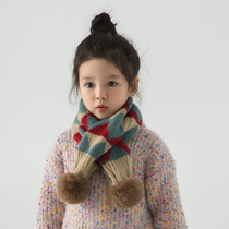 Korean childrens scarf autumn and winter girls baby scarf versatile boy knitted cross warm neck gaiter winter