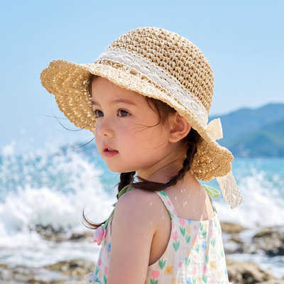 Girls' Straw Hats, Kidsren's Sun Protection Hats, Summer Baby Hats, Baby Sun Hats, Lace Woven Hats, Girls' Sun Hats — 2