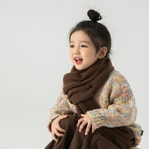 ins childrens scarf winter baby scarf cross solid color versatile girls knitted boys warm neck sleeve autumn and winter