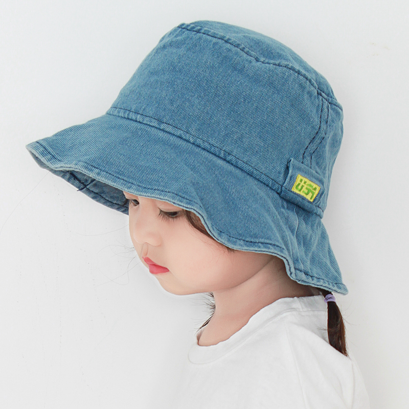 Child Fisherman Hat Spring Autumn Korean Version Denim Hat Boy Girl Child Toddler Hat Basin Hat Beach Hat Sunscreen Sunscreen
