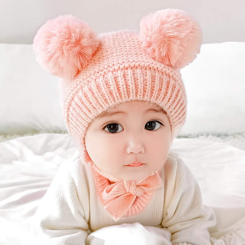Baby baby hat autumn winter style warm hair line hat cute super cute hair ball boy girl young children winter tide