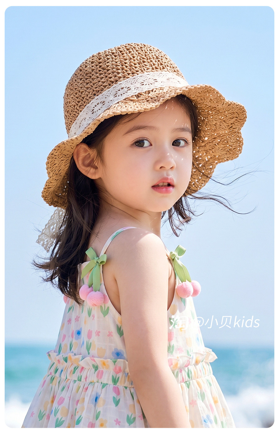 女童草帽儿童防晒帽夏季宝宝帽子婴儿遮阳帽蕾丝编织帽女孩太阳帽 — 5