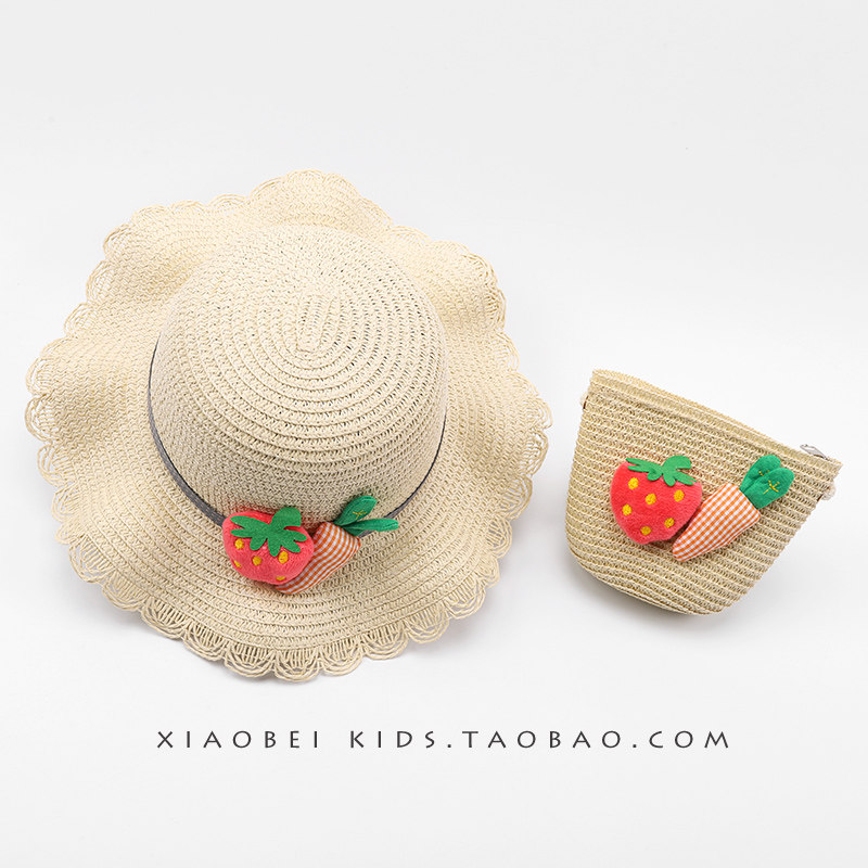 Children's sun hat spring and summer girls straw hat princess hat child girl baby hat sun visor straw sun hat