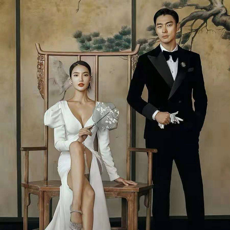 Photo studio new Chinese style pure hand-painted oil painting hand-painted background cloth boutique background wall painting art photography cloth