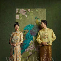 Shadow building Chinese style hand-painted oil painting scenery pure handmade painting art background cloth boutique background spray painted photo cloth