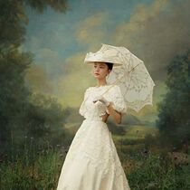 Shadow Building Oil Painting Scenery Hand-painted Background Pure Hand-painted Boutique Wedding painting Art background wall Photographic spray Photography cloth