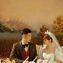 Movie House Wedding Dress Themed Hand-painted Oil Painting Background Pure Handmade Boutique Painting Art Background Cloth Photography Spray-painted Photographic Cloth