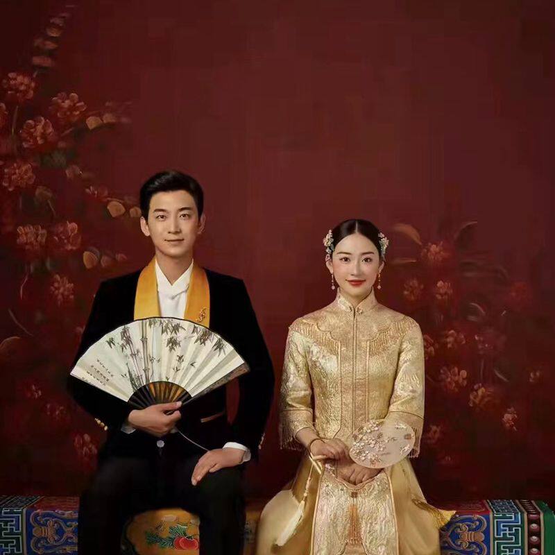 Photo studio Chinese retro style hand-painted background pure hand-painted fine painting background cloth photography photography cloth
