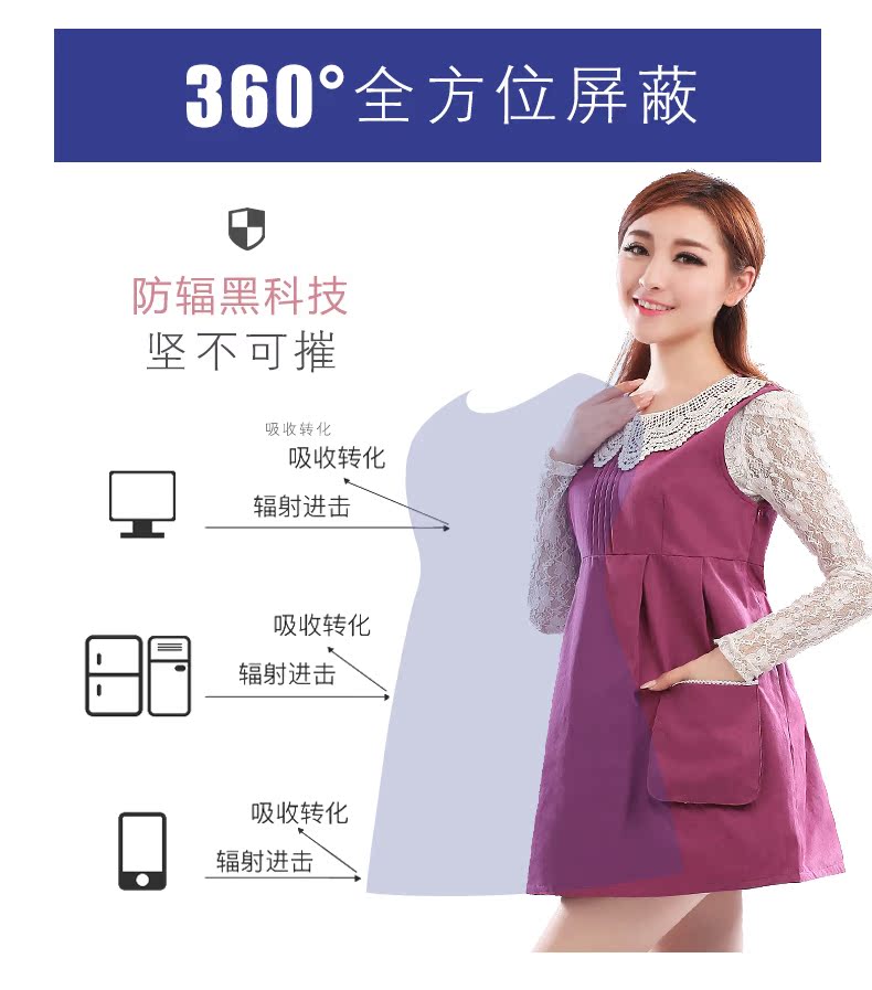 Bộ đồ tình yêu gia đình phù hợp với trang phục bà bầu đích thực đi làm thời kỳ mang thai cỡ lớn 100% mùa có thể mặc máy tính áo yếm 1 lớp chống bức xạ cho mẹ và bé