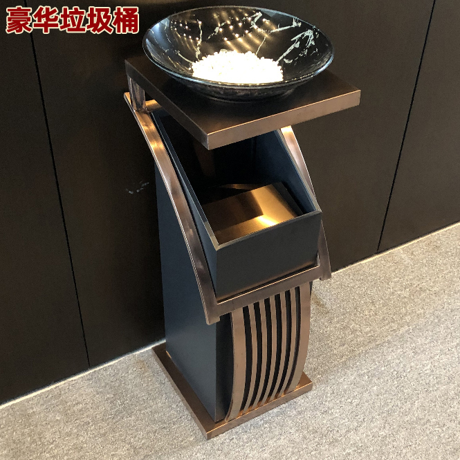 Hotel Trash Can, Freestanding Stainless Steel for Lobby, Elevator Entrance, Smoke Extinguishing, Restaurant Corridor, Commercial Floor-Standing Sanitary Bin