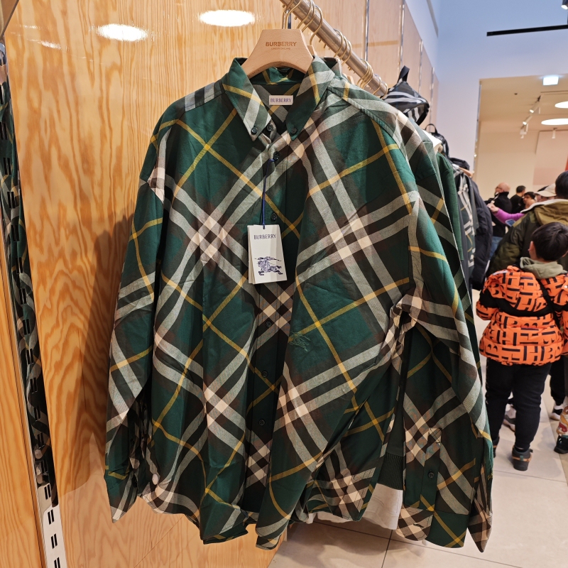 Burberry Men's Green Plaid Casual Shirt Jacket Size 3 8082886