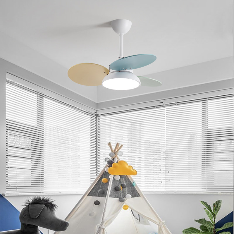 Bedroom ceiling fan light 2020 new children's room ceiling fan light room bedroom silent ultra-thin ceiling variable frequency fan