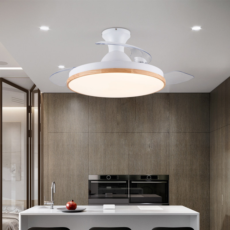 Ultra thin ceiling fan light modern minimalist frequency conversion mute invisible telescopic dining room Bedroom Book room Home Nordic ceiling fan light