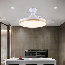 Ultra-thin fan lamp modern simple frequency conversion mute invisible telescopic restaurant bedroom study home Nordic ceiling fan lamp
