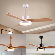 Nordic ceiling fan lamp restaurant Home American LED solid wood fan lamp living room modern simple bedroom mute frequency conversion