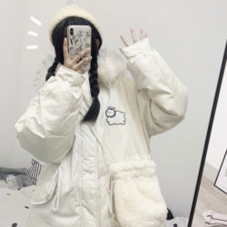 JK Jacket 2021 Winter New Style Japanese mid-Length Hooded Cotton Jacket Little Soft Girl Cute Sweet Sweet Clothes