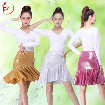 Lady Latin Dance Skirt Adult Dance Showcase Backup Sexy Swing Dress White Top Dress