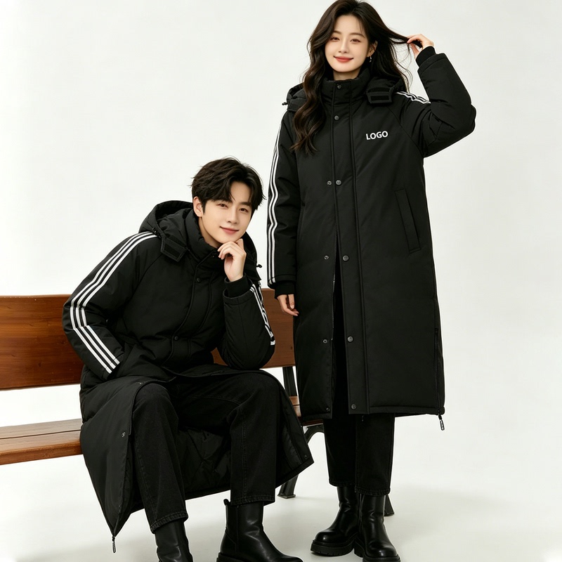 National Team Cotton Jacket for Men and Women, Long Sports Cotton Coat for Art Exam and Sports Students, Autumn and Winter Training Jacket, Thickened Coat with Logo Printing