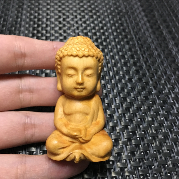 The Taihang Cliff Berwood Sculpture Pendulum handlebar piece Q Edition Sakyamuni Buddha statue Millover Guanyin figure craftsmanship gift