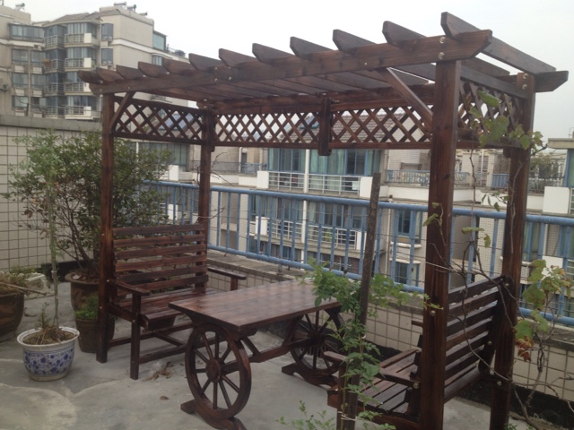 Khung nho chống ăn mòn nhà gỗ gazebo nhà máy gỗ trực tiếp đứng ngoài trời đồ nội thất sân vườn bàn ghế vườn leo - Bàn ghế ngoài trời / sân ban ghe ngoai troi