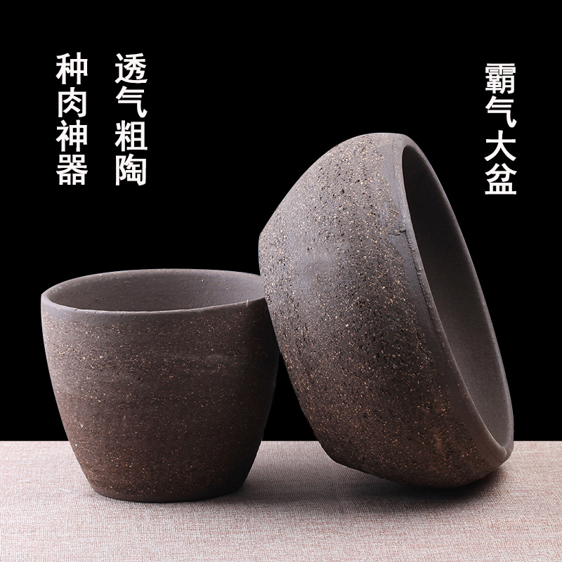 Extra large meaty plant office potted flowerpot personality creative ceramic purple sand succulent rough pottery green plant flowerpot