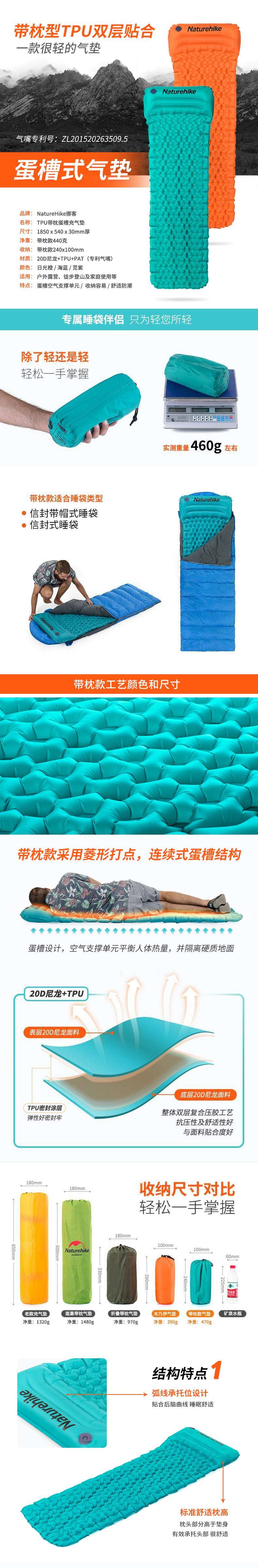 NH bơm hơi đệm lều ngoài trời ngủ thảm không khí giường đơn siêu nhẹ trứng máng lều mat trứng tổ ẩm mat - Thảm chống ẩm / Mat / Gối thảm xốp cho bé