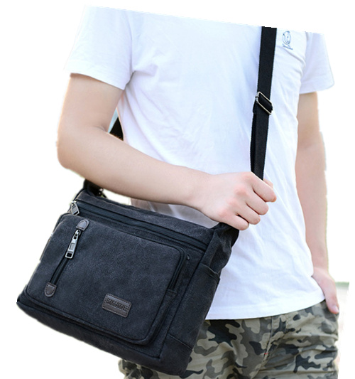 Men's shoulder messenger bag men's canvas large capacity messenger bag travel bag men's backpack student bag men's satchel